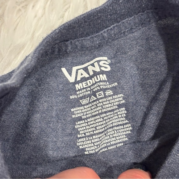 Vans Long Sleeve T Shirt Print Box Back Checkerboard Graphic Blue Mens Size M - Picture 4 of 8